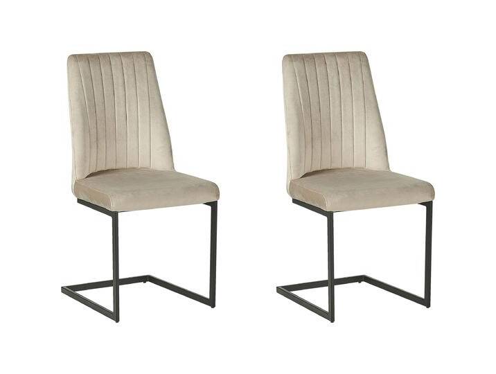 Beliani, Stühle, Esszimmerstuhl Samtstoff taupe 2er Set LAVONIA von BELIANI
