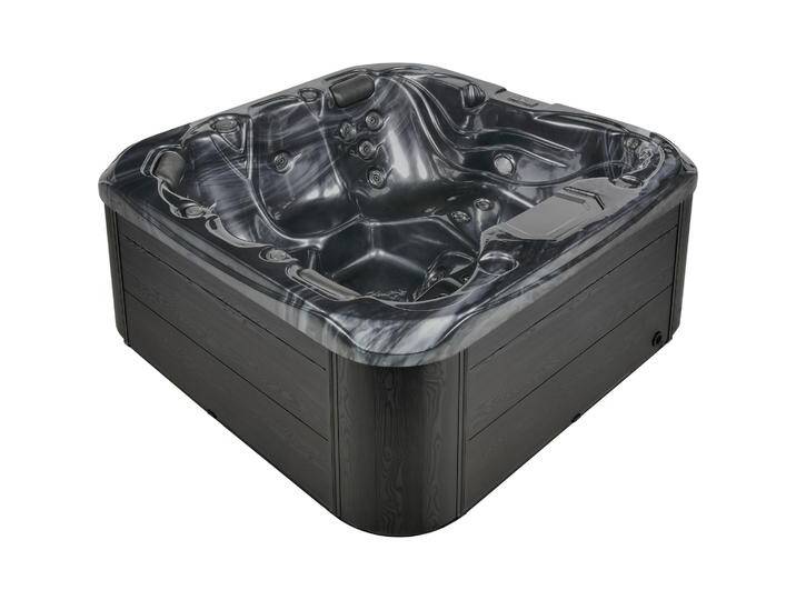 Beliani, Whirlpool, Whirlpool Outdoor grau mit LED quadratisch 200 x 200 cm LASTARRIA (5 Pers.) von BELIANI