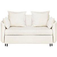 Beliani - 2-Sitzer Sofa Creme Stoffbezug Gesteppt mit Schlaffunktion Mehrere Kissen Schlanke Metallbeine Modern Skandi Wohnzimmer Schlafsofa Sofabett von BELIANI