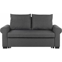 2-Sitzer Sofa Dunkelgrau Stoffbezug Ausziehbar mit Schlaffunktion Rückenkissen Niedrige Armlehnen Retro-Stil Wohnzimmer Ausstattung Schlafsofa von BELIANI