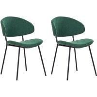 2er Set Esszimmerstühle Grün Stoffpolsterung Schwarze Metallbeine Armlose Gebogene Rückenlehne Modernes Zeitgenössisches Design 2er Set Esszimmerstühle Grün Stoffpolsterung Schwarze Metallbeine Armlose Gebogene Rückenlehne Modernes Zeitgenössisches Design von BELIANI