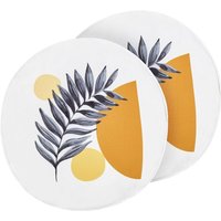 Beliani - 2er Set Gartenkissen Grün Polyester Blattmuster ⌀ 40 cm Round Modern Termodernasserbeständig Beliani - 2er Set Gartenkissen Grün Polyester Blattmuster ⌀ 40 cm Round Modern Termodernasserbeständig von BELIANI