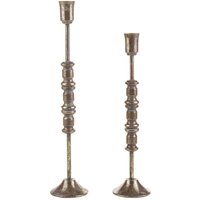 Kerzenständer 2 er Set Gold 63 / 49 cm Höhe aus Metall Kerzenhalter mit dekorativen Verzierungen Klassisches Design von BELIANI
