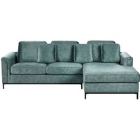 Beliani - 4-Sitzer Ecksofa Links Blaugrün Samt mit Kissen Schwarze Metallbeine Edelstahlfüße L-Förmig Modern für Wohnzimmer Beliani - 4-Sitzer Ecksofa Links Blaugrün Samt mit Kissen Schwarze Metallbeine Edelstahlfüße L-Förmig Modern für Wohnzimmer von BELIANI