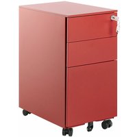 Beliani - Aktenschrank Rot Metall Modern Praktisch Multifunktional Verschließbar 3 Schubladen Arbeitszimmer - Rot von BELIANI