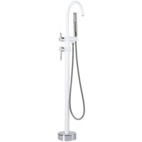 Beliani - Duscharmatur Armatur Freistehend Mischer Wasserhahn Dusche Set Brause Weiß-Silber Edelstahl Messing Kunststoff Modern von BELIANI