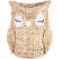 Aufbewahrungskorb Natur aus Wasserhyazinthe Eule Form 48 cm Boho Stil Geflochten Spielzeugkorb für Kinderzimmer - Heller Holzfarbton von BELIANI