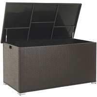 Auflagenbox Braun Rattan 155 x 75 cm 770 L mit Deckel für Garten für Terrasse Aufbewahrung Kissenbox - Schwarz von BELIANI