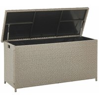 Auflagenbox Taupe Rattan 126 x 46 cm 290 l mit Deckel für Garten für Terrasse Aufbewahrung Kissenbox - Schwarz von BELIANI