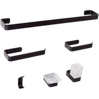 Badezimmer-Halter-Set Schwarz Aluminium 6-Teilig Modern Badaccessoires Hardware-Set WC-Garnitur WC-Accessoires-Set Badausstattung Badzubehör von BELIANI