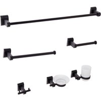 Beliani - Badezimmer-Halter-Set Schwarz Aluminium 6-Teilig Modern Badaccessoires Hardware-Set WC-Garnitur WC-Accessoires-Set Badausstattung Badzubehör von BELIANI