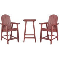 Beliani - Balkonset Rot Kunstholz 3-Teilig Quadratischer Balkontisch mit 2 Stühlen Muskoka Adirondack Stil Outdoor Terrasse Garten Ausstattung von BELIANI
