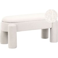 Beliani - Bank Cremeweiß mit Stauraum aus Bouclé Teddy Stoff Gepolstert Wohnzimmer Schlafzimmer Oval Modern von BELIANI