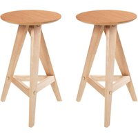 Barhocker 2er Set Hellbraun Gummibaumholz Ohne Rückenlehne Retro Stil Tresenhocker Barstühle Küche Esszimmer von BELIANI