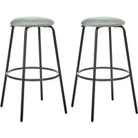 Barhocker Mintgrün Samt und Metall ohne Lehne mit Fußstützen Retro Design Sitzmöbel Wohnzommer Küche Bar Wohnküche Ausstattung von BELIANI