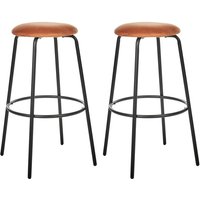 Barhocker Orange Samt und Metall ohne Lehne mit Fußstützen Retro Design Sitzmöbel Wohnzommer Küche Bar Wohnküche Ausstattung von BELIANI