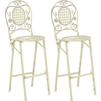 Barstuhl 2er Set Hellgrün Metall Klappbar Antik-Optik Vintage-Optik Romantischer Französischer Pariser Stil Ohne Armlehne Balkon Garten von BELIANI