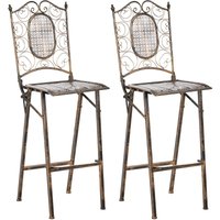 Barstuhl 2er Set Schwarz Metall Klappbar Antik-Optik Vintage-Optik Romantischer Französischer Pariser Stil Ohne Armlehne Balkon Terrasse Garten von BELIANI