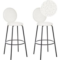 Barstuhl 2er Set Weiß Bouclé-Bezug und Metall mit Lehne Fußstützen Modernes Design Sitzmöbel Wohnzommer Küche Bar Wohnküche Ausstattung von BELIANI