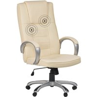 Massagesessel Beige Kunstleder Verschromtes Metall mit Heizfunktion Büro Arbeitszimmer elegant - Silber von BELIANI