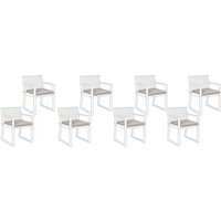 Beliani - Sitzkissen Set für Stuhl Taupe Polsterbezug 8 Stück Garten Gartenmöbel Gartenstuhl - Grau von BELIANI