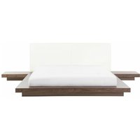 Beliani - Bett Braun Lattenrost 160 x 200 cm Holzfurnierte mdf Platte Kunstleder Mit Nachttische Elegant Japanischen Stil Beliani - Bett Braun Lattenrost 160 x 200 cm Holzfurnierte mdf Platte Kunstleder Mit Nachttische Elegant Japanischen Stil von BELIANI