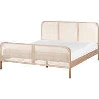 Beliani - Bett Hellbraun aus Kiefernholz mit Wiener Geflecht 180 x 200 cm Lattenrost Hohes Kopfteil Modernes Design Schlafzimmer Beliani - Bett Hellbraun aus Kiefernholz mit Wiener Geflecht 180 x 200 cm Lattenrost Hohes Kopfteil Modernes Design Schlafzimmer von BELIANI