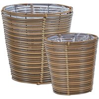 Beliani - Blumenkörbe 2er Set Braun aus pe Rattan Geflecht Rund Indoor und Outdoor geeignet Moderne Blumentöpfe Boho Stil von BELIANI