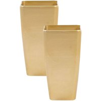 Beliani - Blumenkübel 2er Set Gold Steingemisch Kunstharz und Glasfaser Rechteckig Modern Gartenaccessoires Gartenzubehör Terrasse Balkon Innen Außen von BELIANI