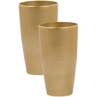 Beliani - Blumentopf 2er Set Gold Steingemisch Polyresin Glasfaser 32x32x58 cm Rund Moderner Look Gartenaccessoires Garten Terrasse Gartenausstattung Beliani - Blumentopf 2er Set Gold Steingemisch Polyresin Glasfaser 32x32x58 cm Rund Moderner Look Gartenaccessoires Garten Terrasse Gartenausstattung von BELIANI