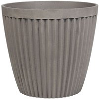 Blumentopf Grau ⌀ 36 cm aus Steingemisch und Polyresin mit Rillen-Struktur Rund Modernes Design - Grau von BELIANI