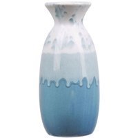 Blumenvase Weiß und Blau Steinzeug 25 cm mit Muster Glamourös Farbverlauf Deko Accessoires Wohnzimmer Schlafzimmer Flur Eingangsbereich Kamin - Weiß von BELIANI