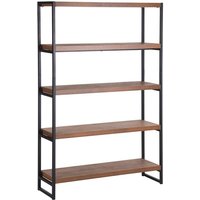 Bücherregal Dunkler Holzfarbton Schwarz mdf Platte Pulverbeschichteter Stahl 155 x 100 x 30 cm Klassisch 4 Fächer Viel Stauraum Wohnzimmer von BELIANI