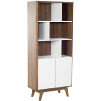 Beliani - Bücherregal Dunkler Holzfarbton Weiß mdf Platte 182 x 79 x 40 cm Modern Elegant Funktional Großzügiger Stauraum Wohnzimmer Beliani - Bücherregal Dunkler Holzfarbton Weiß mdf Platte 182 x 79 x 40 cm Modern Elegant Funktional Großzügiger Stauraum Wohnzimmer von BELIANI