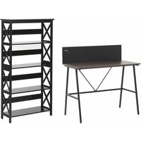 Büromöbel-Set Schwarz / Dunkler Holzfarbton 2-teilig Schreibtisch & Bücherregal Modern Arbeitszimmer Büro Heimbüro Komplett-Set Home Office - Dunkler von BELIANI