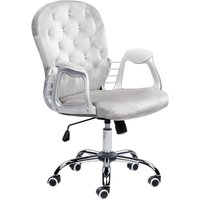 Beliani - Bürostuhl Hellgrau Samt mit Kristallen Bremsbaren Rollen Gasdruckfeder Höhenverstellbar Drehbar Wippfunktion Knopfheftung Chesterfield Stil von BELIANI