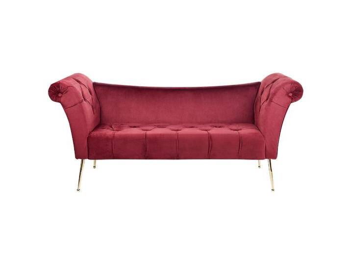 Beliani CHAISELONGUE, Rot, Gold, 175x76x70 cm, Wohnzimmer, Sessel, Relaxliegen von BELIANI