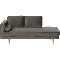 Chaiselongue Linksseitig Taupe Samt mit Goldenen Metallbeinen Lehne Kissen Nackenrolle Modern Récamiere Liegesofa für Wohnzimmer von BELIANI