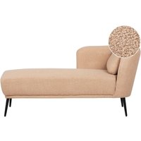 Chaiselongue Rechtsseitig Beige Bouclé-Stoffbezug mit Armlehne Kissen Schwarzes Metallgestell Retro-Design Liegesofa Recamière Longchair von BELIANI