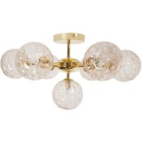 Beliani - Deckenleuchte Beige u. Gold aus Glas Rund 7 Kugel Schirme 7-Flammig Glamourös Eleganter Stil Modernes Design für Wohnzimmer Schlafzimmer von BELIANI