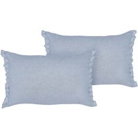 Beliani - Dekokissen 2er Set Hellblau Leinen Rechteckig 30x45 cm mit Rüschen und Schleifen Einfarbig Modern Schlafzimmer Wohnzimmer Sofakissen Beliani - Dekokissen 2er Set Hellblau Leinen Rechteckig 30x45 cm mit Rüschen und Schleifen Einfarbig Modern Schlafzimmer Wohnzimmer Sofakissen von BELIANI