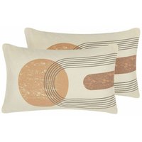 Beliani - Dekokissen 2er Set Mehrfarbig Stoffbezug rechteckig 30x50 mit Füllung geometrisches Muster abnehmbare Bezüge mit Reißverschluss modern boho von BELIANI