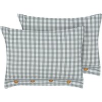 Beliani - Dekokissen 2er Set Mintgrün / Weiß Karomuster 40 x 60 cm Rechteckig mit Knöpfen für Wohnzimmer Schlafzimmer Sofa Sessel Bett - Grün von BELIANI