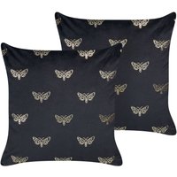 Beliani - Dekokissen 2er Set in Schwarz / Gold Samtstoff 45 x 45 cm Quadratisch Schmetterling Muster Wohnaccessoires Deko für Sofa Sessel Bett Beliani - Dekokissen 2er Set in Schwarz / Gold Samtstoff 45 x 45 cm Quadratisch Schmetterling Muster Wohnaccessoires Deko für Sofa Sessel Bett von BELIANI