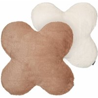 Beliani - Dekokissen 2er Set Beige und Hellbraun Felloptik mit Füllung 54x54 cm X-Form Modern Wohnzimmer Schlafzimmer Ausstattung Sofakissen von BELIANI