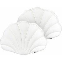Dekokissen 2er Set Cremeweiß Samtbezug 47x35 cm mit Füllung Muschelform Modern Maritim Wohnzimmer Schlafzimmer Deko Sofakissen Zierkissen von BELIANI