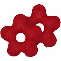 Dekokissen 2er Set Rot Webpelz mit Füllung 40x40 cm Teddy-Optik Blumenform Modern Wohnzimmer Schlafzimmer Ausstattung Sofakissen Zierkissen von BELIANI