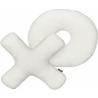 Beliani - Dekokissen 2er Set Weiß Webpelz mit Füllung ⌀ 46 und 51x51 cm Teddy-Optik X-Form O-Form Tic-Tac-Toe Modern Wohnzimmer Schlafzimmer Deko von BELIANI