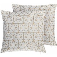 Dekokissen Gold 2er Set Baumwolle 45 x 45 cm Netz-Motiv Wohnzimmer Salon Schlafzimmer Modern von BELIANI