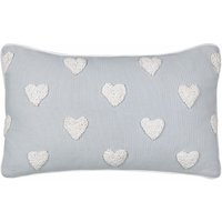 Dekokissen Grau aus Baumwolle 30 x 50 cm mit Herzen Bestickt Herzmotiv Rechteckig Modern Sofa Bett Sessel Wohnzimmer Schlafzimmer Kinderzimmer - Weiß von BELIANI